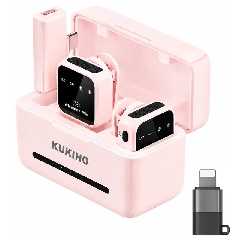 KUKIHO Wireless Lavalier Microphone with Charging Case - 5V, 8H Battery Life, Magnetic Snap-On Podcast Recording Mic for Iphone, Ipad, Android Smartphones (Vlogging Equipment)