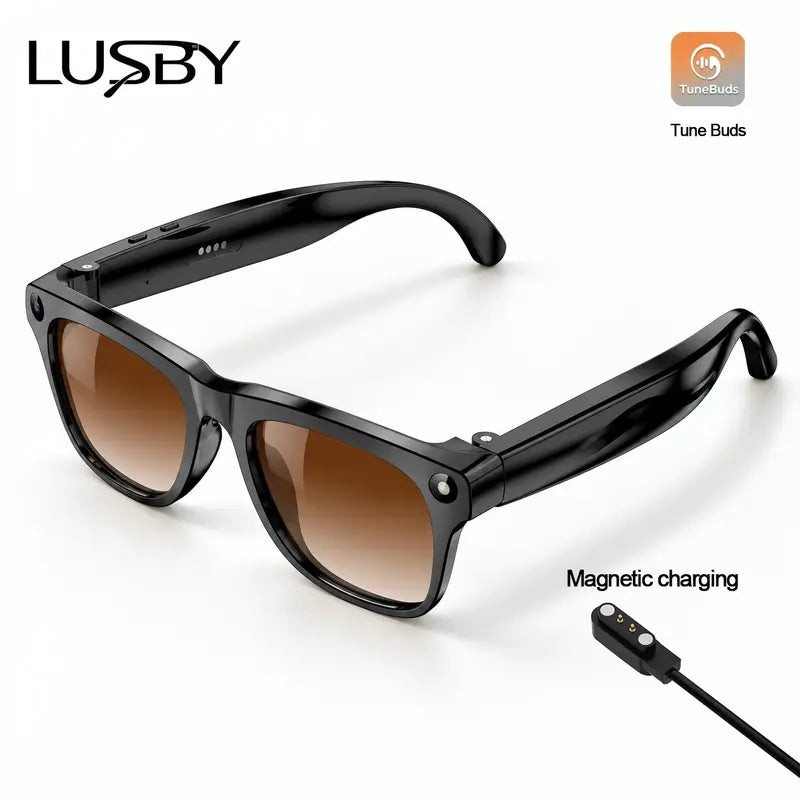 LUSBY Multifunctional Smart Glasses with Camera - Larger Frame, 1080P Photochromic Lenses, Button-Touch Adjustment, 160+ Languages Real-Time Translation, Bluetooth Recording, UV Protection, Climbing Cool Gadget, Mens Birthday Gifts for Him