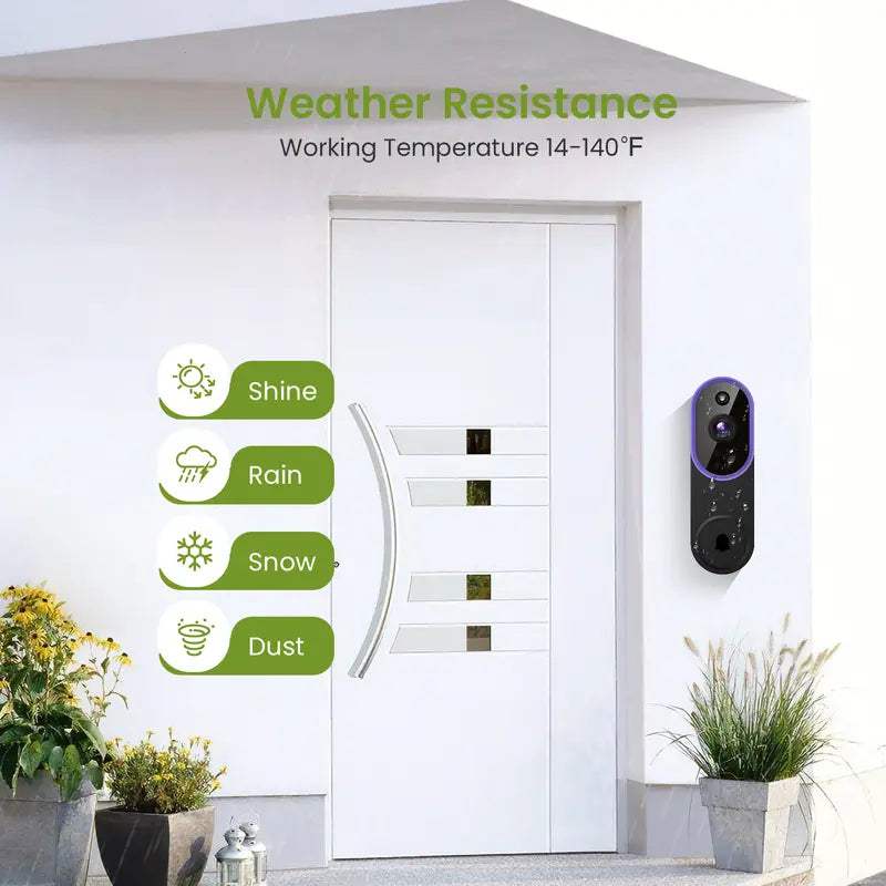 Wireless Video Doorbell Camera - 1080P Smart Outdoor Camera Security Gadget with AI Human Detection, 6 IR Night Vision, Instant Alerts on Phone, 2-Way Audio, 2.4G Wifi Only, Easy Installation, Rechargeable Battery, Cloud Storage, Home Protection