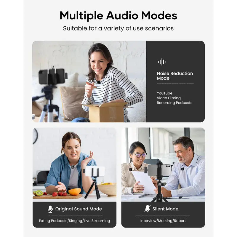 KUKIHO Wireless Lavalier Microphone with Charging Case - 5V, 8H Battery Life, Magnetic Snap-On Podcast Recording Mic for Iphone, Ipad, Android Smartphones (Vlogging Equipment)