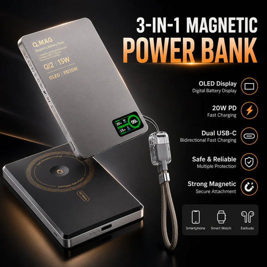 Wireless Magnetic Powerbank for iPhone 12-17 Promax, Watch, and Airpods 5000/10000mAh