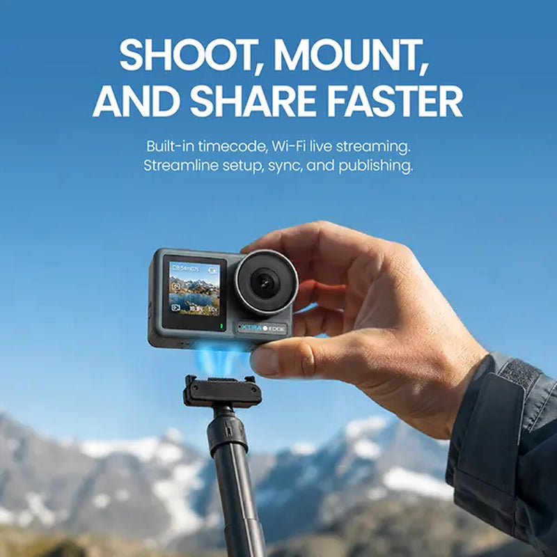 Xtra Edge Action Vlogging Camera - 1/1.3" Sensor, 4K Cinematic Recording, Hyper Stabilization, 52 Ft Waterproof, 3-Hour Battery, Universal Quick Mount, Protective Frame, Handheld Device for Content Creators, Adventure Photography