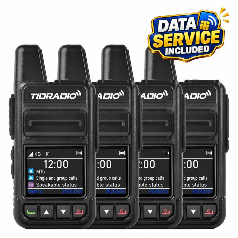 TIDRADIO M15 4G LTE POC Walkie Talkie with SIM Card and Data Service Included, Wide-Area Push-To-Talk over Supported Networks, 3000Mah Battery, USB-C Charging