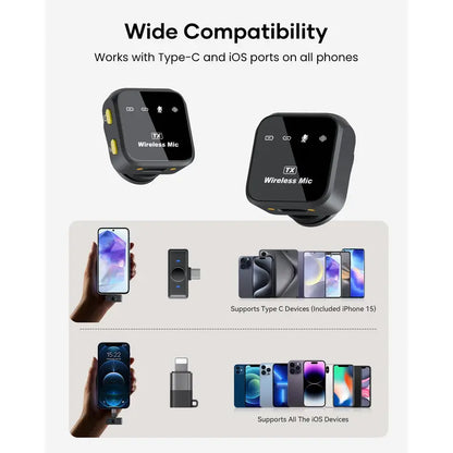 KUKIHO Wireless Lavalier Microphone with Charging Case - 5V, 8H Battery Life, Magnetic Snap-On Podcast Recording Mic for Iphone, Ipad, Android Smartphones (Vlogging Equipment)