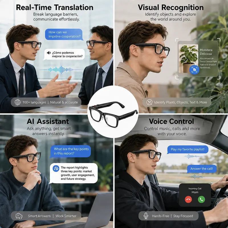 LUSBY Multifunctional Smart Glasses with Camera - Larger Frame, 1080P Photochromic Lenses, Button-Touch Adjustment, 160+ Languages Real-Time Translation, Bluetooth Recording, UV Protection, Climbing Cool Gadget, Mens Birthday Gifts for Him