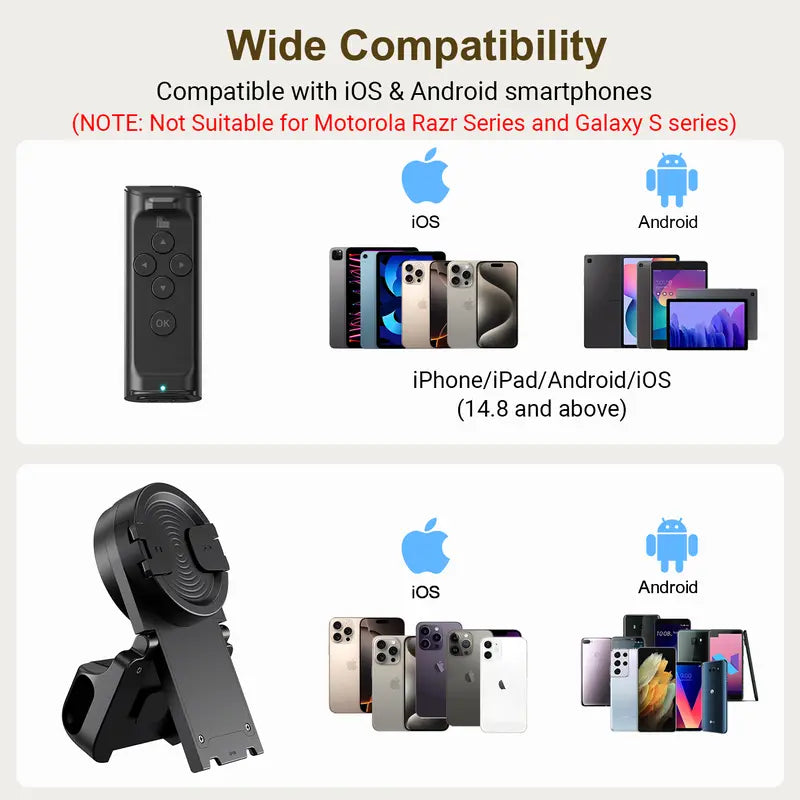 PUTARE Remote Control for Tiktok Scrolling with Smartphone Holder Stand, Wireless Page Turner, Camera Shutter Video Recording for Ios Android, Phone Selfie Accessory, Gifts for Men Women,