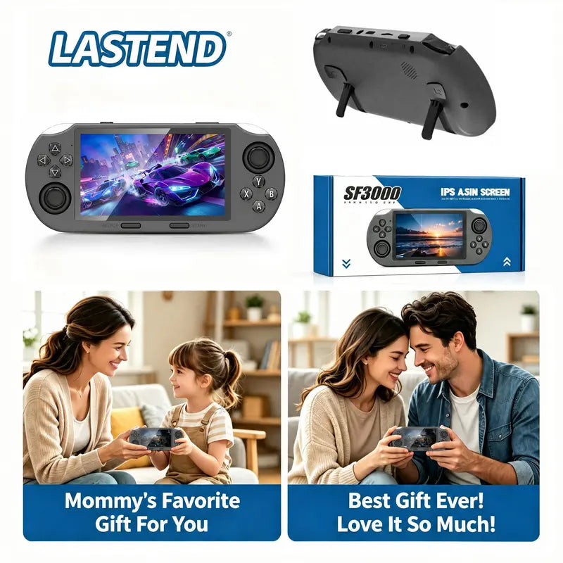 LASTEND SF3000 Portable Retro Handheld Video Game Console - 4.5" IPS Display, 3000Mah Rechargeable Battery, 16GB TF Card Compact Device, Cool Gadgets for Gamers, Gifts for Boyfriends & Adults, Back to School Item