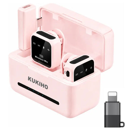 KUKIHO Wireless Lavalier Microphone with Charging Case - 5V, 8H Battery Life, Magnetic Snap-On Podcast Recording Mic for Iphone, Ipad, Android Smartphones (Vlogging Equipment)
