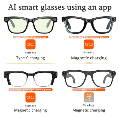 LUSBY Multifunctional Smart Glasses with Camera - Larger Frame, 1080P Photochromic Lenses, Button-Touch Adjustment, 160+ Languages Real-Time Translation, Bluetooth Recording, UV Protection, Climbing Cool Gadget, Mens Birthday Gifts for Him