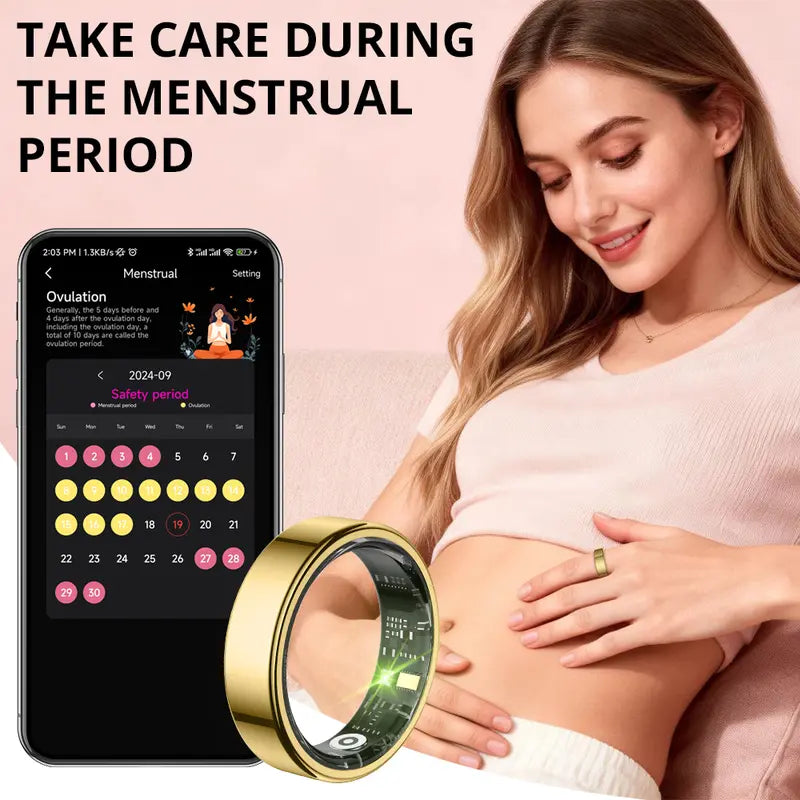 COLMI Ring 2 Classic round Smart Ring - IP68 Waterproof Digital Fitness Tracker, Men'S Health Device, Unique Cool Gifts for Him, Back to School Gadget