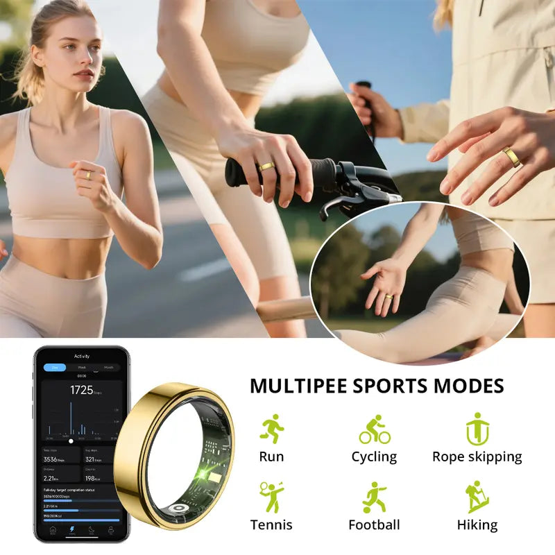 COLMI Ring 2 Classic round Smart Ring - IP68 Waterproof Digital Fitness Tracker, Men'S Health Device, Unique Cool Gifts for Him, Back to School Gadget