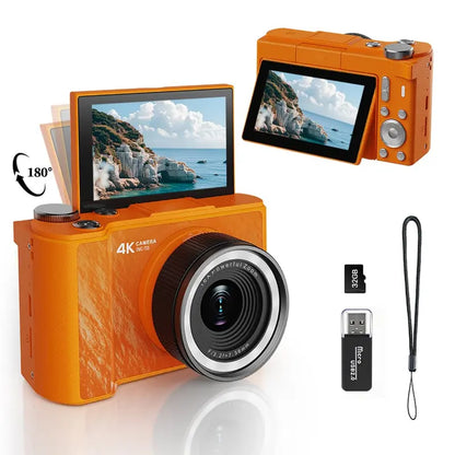 2026 Digital Camera for Photography, Foldable Screen Portable Vlogging Camera with 32GB SD Card, Wrist Strap, Self Timer, Smooth Video Vlogging Camera, Ideal Gift for Girls, Boys Teenagers, and Beginners, Birthday Christmas Back to School Gift for Her