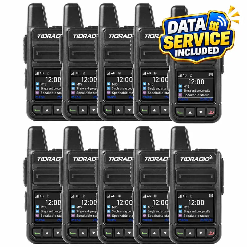 TIDRADIO M15 4G LTE POC Walkie Talkie with SIM Card and Data Service Included, Wide-Area Push-To-Talk over Supported Networks, 3000Mah Battery, USB-C Charging