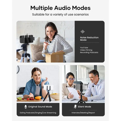 KUKIHO Wireless Lavalier Microphone with Charging Case - 5V, 8H Battery Life, Magnetic Snap-On Podcast Recording Mic for Iphone, Ipad, Android Smartphones (Vlogging Equipment)
