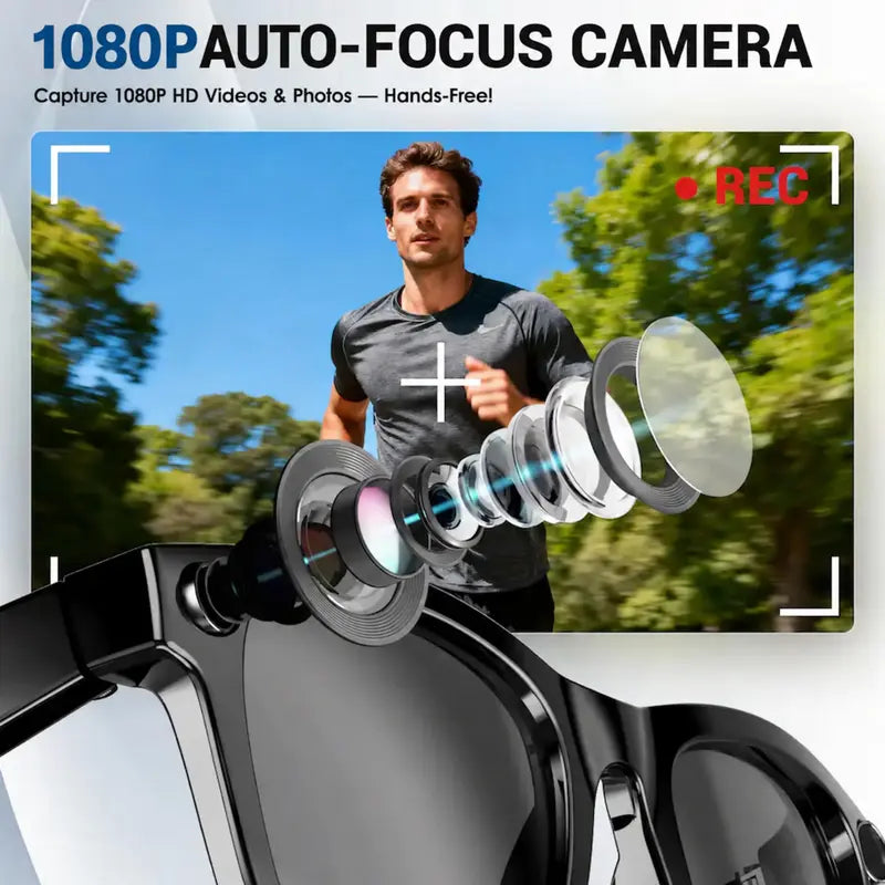 LUSBY Multifunctional Smart Glasses with Camera - Larger Frame, 1080P Photochromic Lenses, Button-Touch Adjustment, 160+ Languages Real-Time Translation, Bluetooth Recording, UV Protection, Climbing Cool Gadget, Mens Birthday Gifts for Him