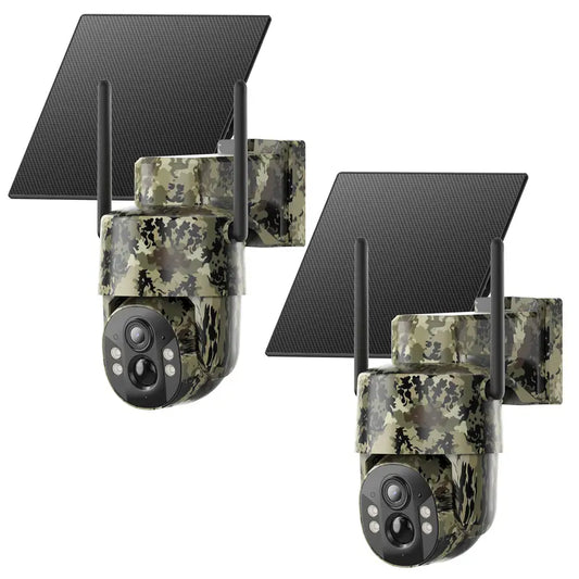 [Affiliate Auction Only] 2 Pack Solar Powered 4G Security Camera CB174S, 4MP HD Color Night Vision, Built-In Cellular Card, No Wifi Outdoor Camera for Farm/Home with IP65 Waterproof, 4G LTE Data Service Need Activate