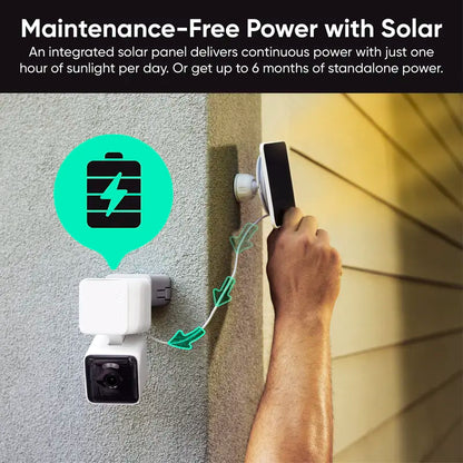 Wyze Solar Cam Pan 2K — Battery Solar Powered 2K HD WDR Security Camera W/ 360º X 70º Pan Tilt Zoom (PTZ), AI Motion Tracking, Color Night Vision, Wifi, IP65 Weather Resistance