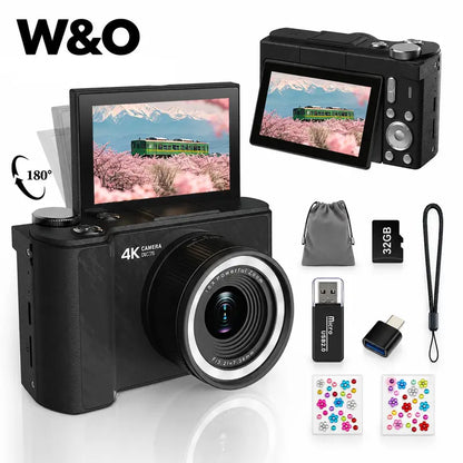 2026 Digital Camera for Photography, Foldable Screen Portable Vlogging Camera with 32GB SD Card, Wrist Strap, Self Timer, Smooth Video Vlogging Camera, Ideal Gift for Girls, Boys Teenagers, and Beginners, Birthday Christmas Back to School Gift for Her