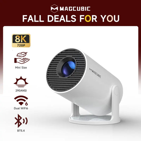 [US Warehouse] Magcubic Hy300Pro Projector 290ANSI Android 14 Dual Wifi6 8K 4K Decode Auto Keystone Correction Wireless BT5.4 130"Screen 1280*720P Built-In Speaker Allwinnerh726 Mini Portable Outdoor Gift Projectors for Bedroom #Tiktokshopstockup