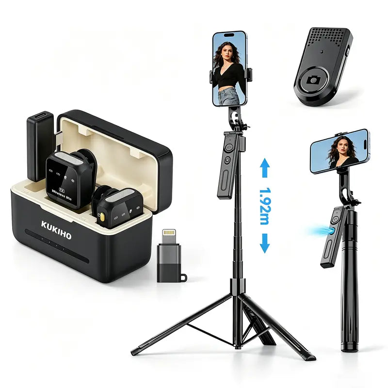 KUKIHO Wireless Lavalier Microphone with Charging Case - 5V, 8H Battery Life, Magnetic Snap-On Podcast Recording Mic for Iphone, Ipad, Android Smartphones (Vlogging Equipment)
