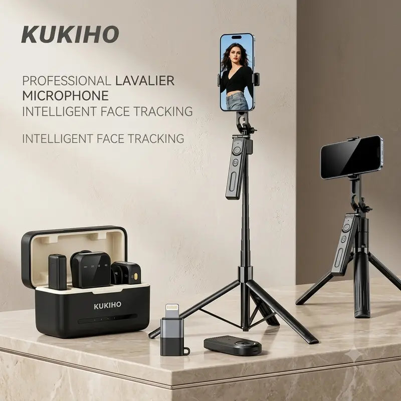 KUKIHO Wireless Lavalier Microphone with Charging Case - 5V, 8H Battery Life, Magnetic Snap-On Podcast Recording Mic for Iphone, Ipad, Android Smartphones (Vlogging Equipment)