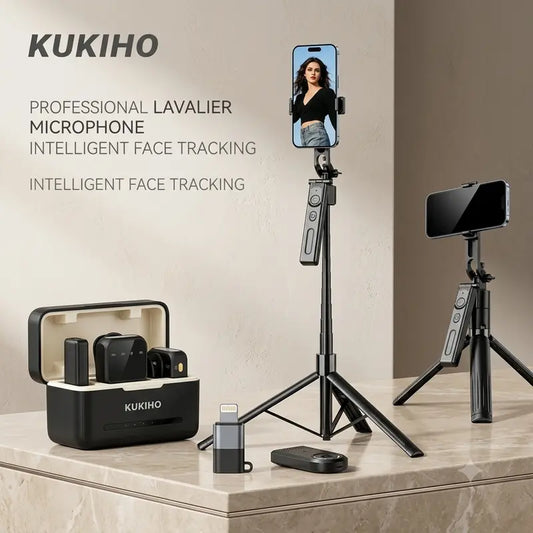 KUKIHO Wireless Lavalier Microphone with Charging Case - 5V, 8H Battery Life, Magnetic Snap-On Podcast Recording Mic for Iphone, Ipad, Android Smartphones (Vlogging Equipment)