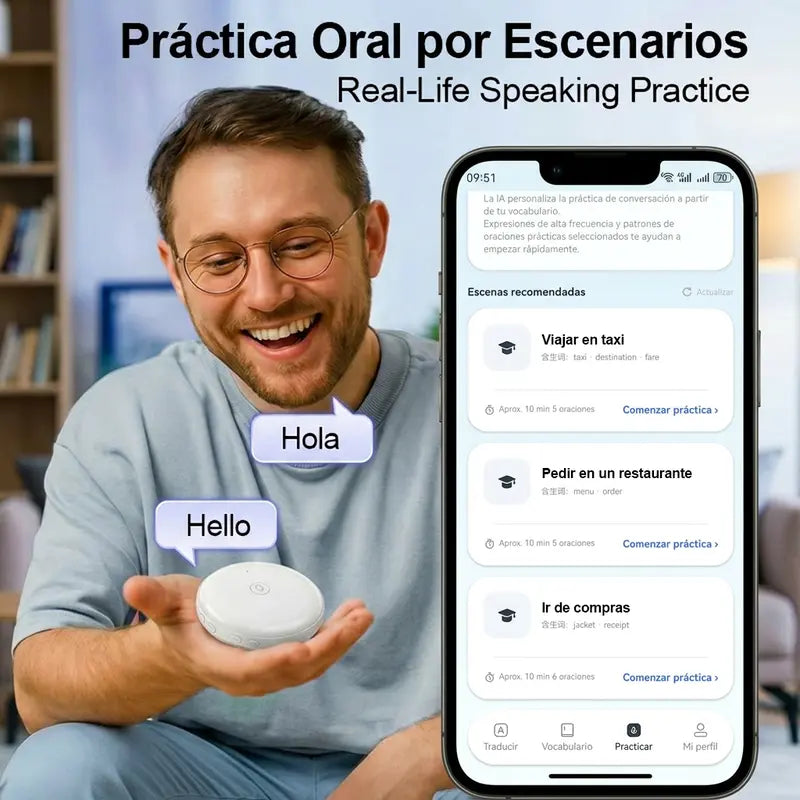 Portable Wireless Bluetooth Translator Pen - Stable Connection, Real-Time 165-Language Translation, Accent Adaptation, Spanish & English Practice Tool, Restaurant Scenario Helper, AI Language Tutor for All Ages