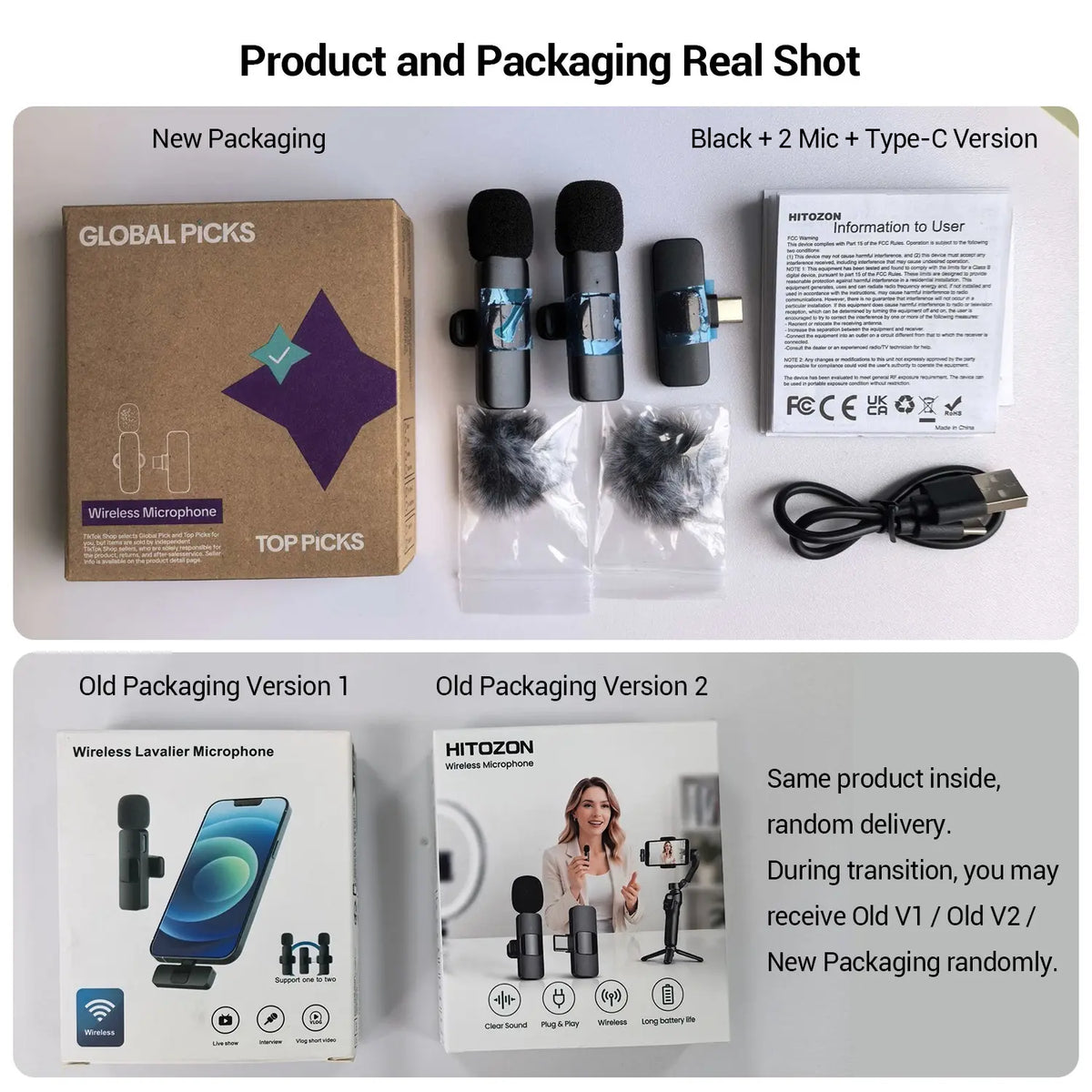 Wireless Lavalier Microphone for Iphone & Android, Wireless with Mic, Plug-And-Play Lapel Mic for Vlogging, Video Recording, Interviews & Live Streaming Clip, Rechargeable Wireless Mic #GLOBAL PICKS