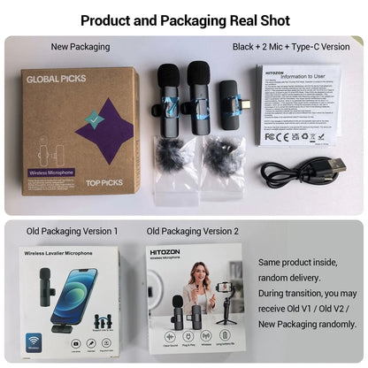 Wireless Lavalier Microphone for Iphone & Android, Wireless with Mic, Plug-And-Play Lapel Mic for Vlogging, Video Recording, Interviews & Live Streaming Clip, Rechargeable Wireless Mic #GLOBAL PICKS