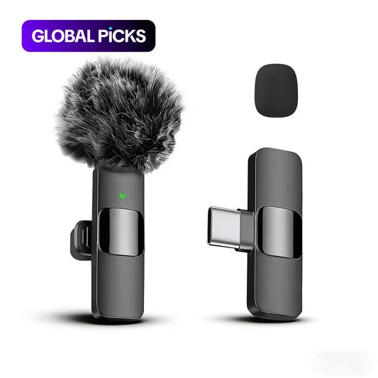 Wireless Lavalier Microphone for Iphone & Android, Wireless with Mic, Plug-And-Play Lapel Mic for Vlogging, Video Recording, Interviews & Live Streaming Clip, Rechargeable Wireless Mic #GLOBAL PICKS