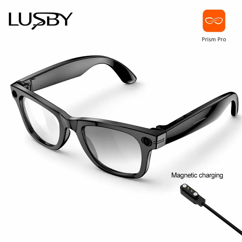 LUSBY Multifunctional Smart Glasses with Camera - Larger Frame, 1080P Photochromic Lenses, Button-Touch Adjustment, 160+ Languages Real-Time Translation, Bluetooth Recording, UV Protection, Climbing Cool Gadget, Mens Birthday Gifts for Him