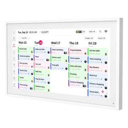 Smart Digital Wall Electronic Calendar - IPS HD Touchscreen, Weather Info, Bidirectional Operation, Color Differentiation, Customized Views, Family Dinner Plan Planner, Camera Accessory with Photo Frame Functionality