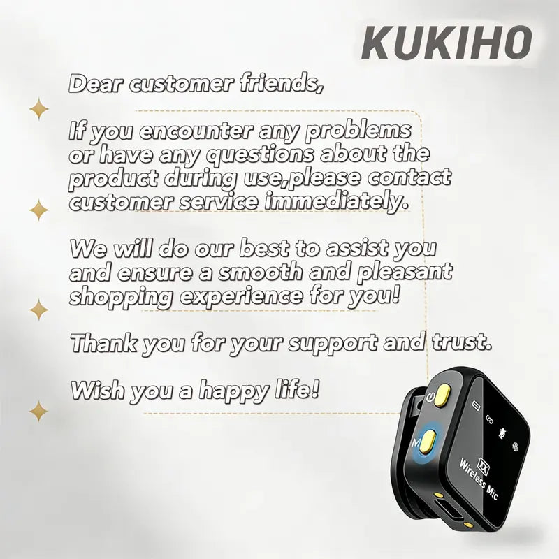 KUKIHO Wireless Lavalier Microphone with Charging Case - 5V, 8H Battery Life, Magnetic Snap-On Podcast Recording Mic for Iphone, Ipad, Android Smartphones (Vlogging Equipment)