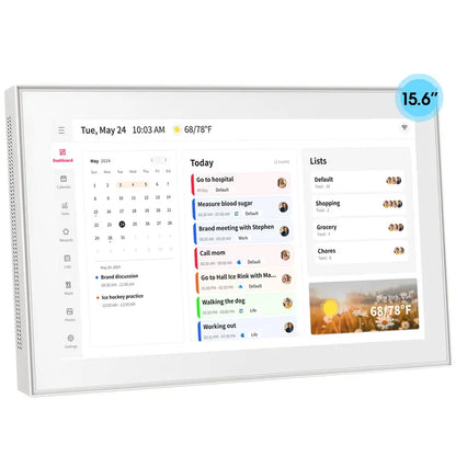Smart Digital Wall Electronic Calendar - IPS HD Touchscreen, Weather Info, Bidirectional Operation, Color Differentiation, Customized Views, Family Dinner Plan Planner, Camera Accessory with Photo Frame Functionality