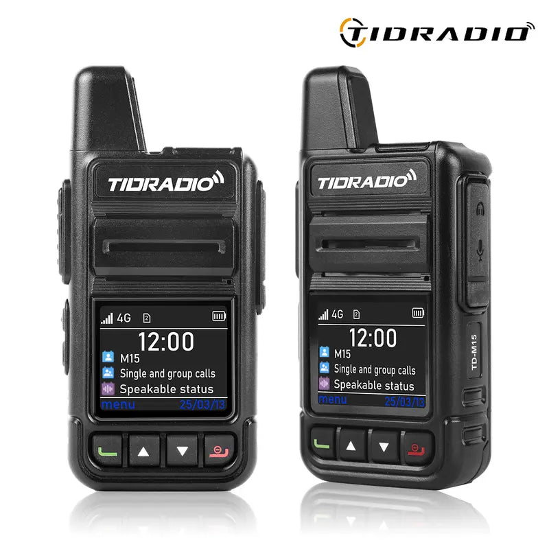 TIDRADIO M15 4G LTE POC Walkie Talkie with SIM Card and Data Service Included, Wide-Area Push-To-Talk over Supported Networks, 3000Mah Battery, USB-C Charging