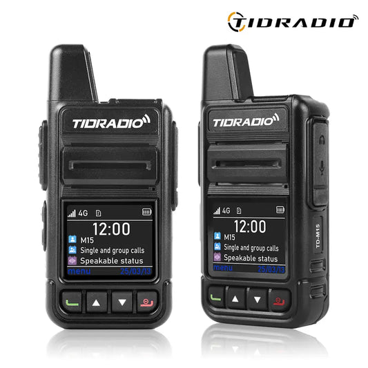 TIDRADIO M15 4G LTE POC Walkie Talkie with SIM Card and Data Service Included, Wide-Area Push-To-Talk over Supported Networks, 3000Mah Battery, USB-C Charging