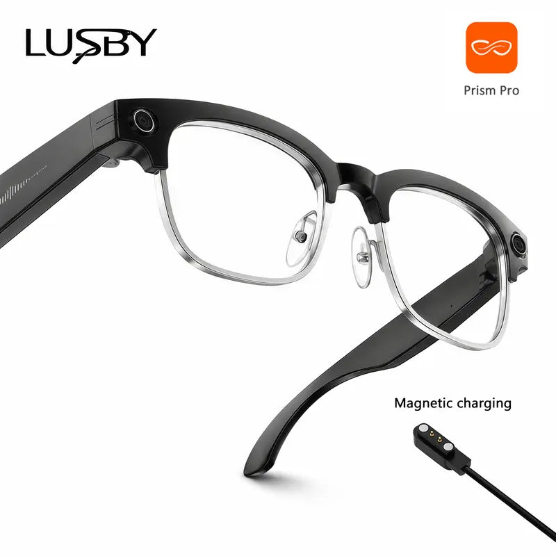 LUSBY Multifunctional Smart Glasses with Camera - Larger Frame, 1080P Photochromic Lenses, Button-Touch Adjustment, 160+ Languages Real-Time Translation, Bluetooth Recording, UV Protection, Climbing Cool Gadget, Mens Birthday Gifts for Him