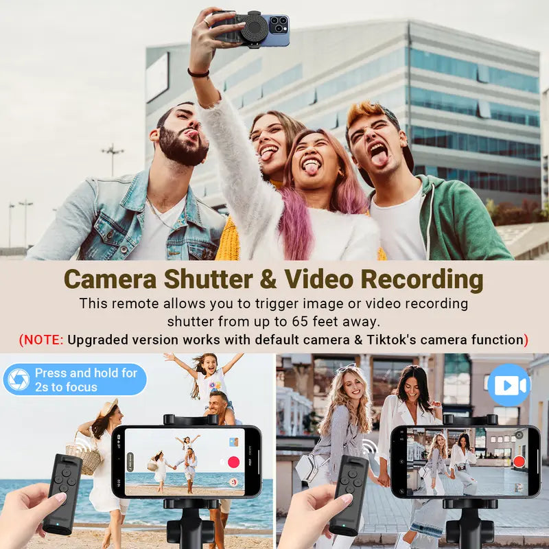 PUTARE Remote Control for Tiktok Scrolling with Smartphone Holder Stand, Wireless Page Turner, Camera Shutter Video Recording for Ios Android, Phone Selfie Accessory, Gifts for Men Women,