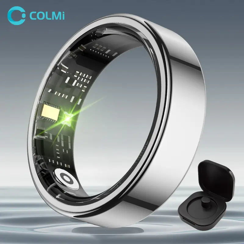 COLMI Ring 2 Classic round Smart Ring - IP68 Waterproof Digital Fitness Tracker, Men'S Health Device, Unique Cool Gifts for Him, Back to School Gadget