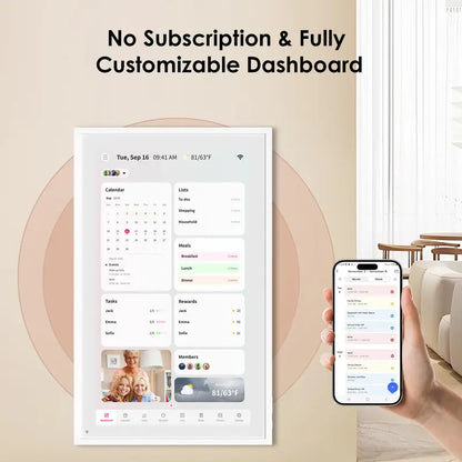 Smart Digital Wall Electronic Calendar - IPS HD Touchscreen, Weather Info, Bidirectional Operation, Color Differentiation, Customized Views, Family Dinner Plan Planner, Camera Accessory with Photo Frame Functionality