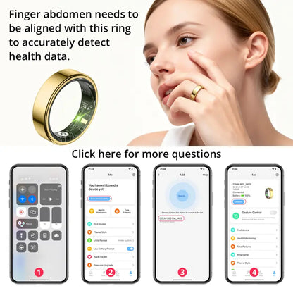 COLMI Ring 2 Classic round Smart Ring - IP68 Waterproof Digital Fitness Tracker, Men'S Health Device, Unique Cool Gifts for Him, Back to School Gadget